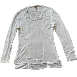 XCVI  White V-neck Cotton Blend Top sz L
